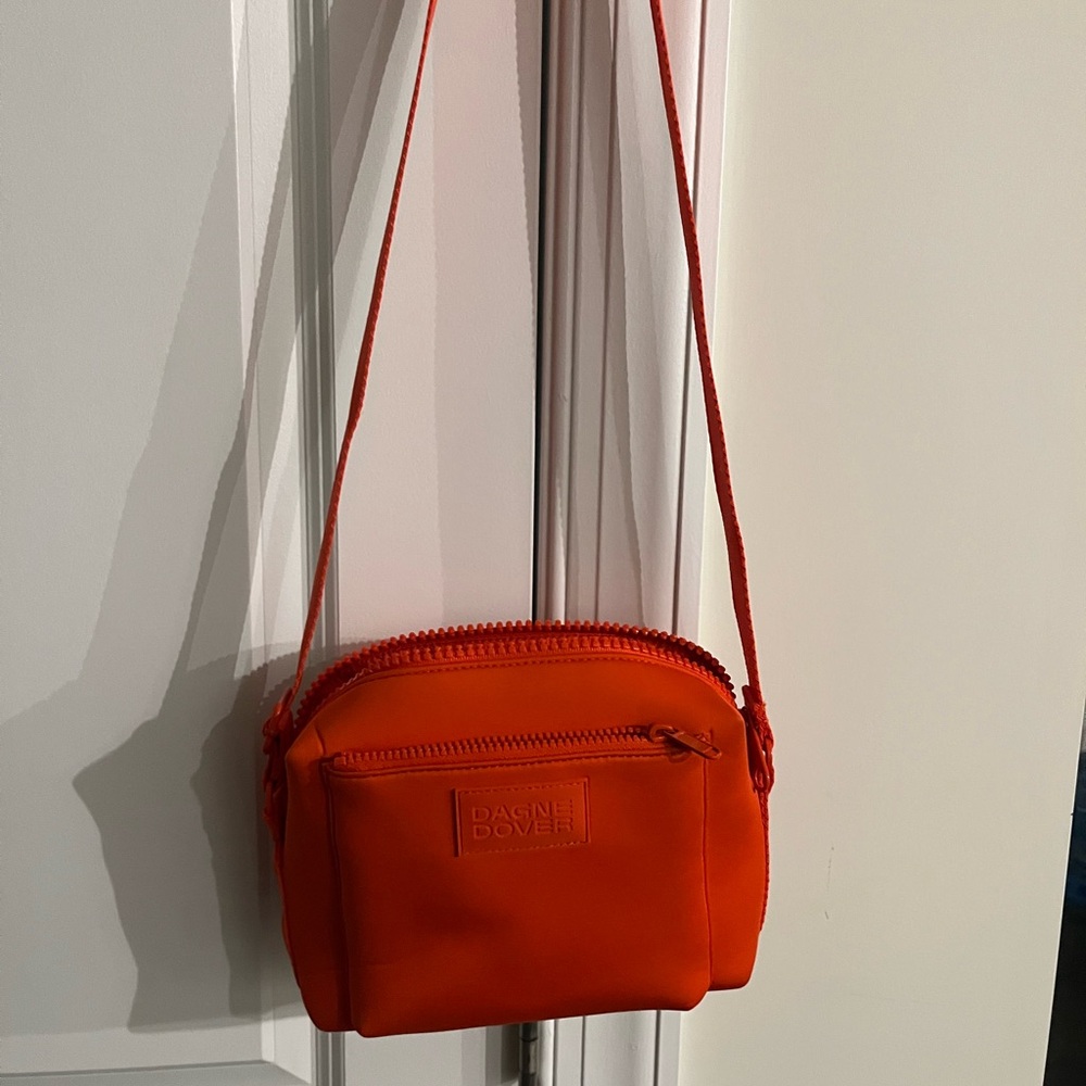 Dagne Dover Micah Bright Orange Crossbody with Front Zip Pocket EUC - Picture 6 of 16